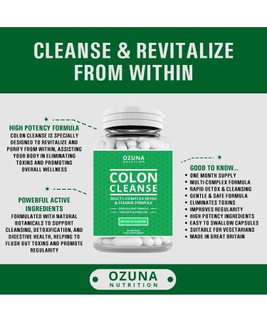 OZUNA NUTRITION Natural Colon Cleanse Detox High Strength Multi Complex for Bowel Cleanse Constipation Relief and Reduced Bloating 60 Capsules - Buy Online on GoSupps.com
