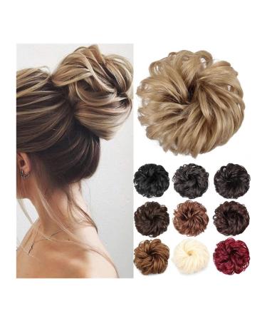 Hair Bun Hairpiece for Women Synthetic Bun Hair Extension Messy Bun Hair Piece Elastic Wavy Curly Chignon Updo Fake Scrunchies Ponytail Extension for Women Girls Hair Chignons(24T613)