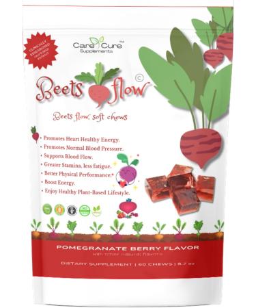 Beets Flow Soft Chews - Boost Nitric Oxide | Grape Seed Extract | Pomegranate Berry Flavor | 30 Chews - International Shipping Available - Buy Online on GoSupps.com