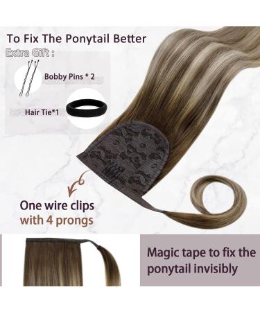 Runature Balayage Clip-In Braid Hair Extensions - 35cm Dark Brown & Blonde Mix 70g Human Hair Perfect for Ponytails - #3/8/25 & #3/8/22 - Buy Online on GoSupps.com