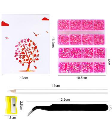 Hot Pink Rhinestones Set with Tools - 10400PCS Jelly Resin Crystals for Nails & Crafts - Non Hotfix Flatback Rhinestones with Sharpener, Tweezer & Picker Pen (Rose AB) - Buy Online on GoSupps.com