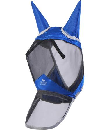 Harrison Howard Pro Luminous Horse Fly Mask Long Nose with Ears - UV Protection, Signature Blue, Size Cob (Medium) - Buy Online on GoSupps.com