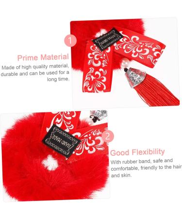 FRCOLOR 6 Pairs New Year Headdress Hair Scrunchies Elastic Hair Rope Red Ponytail Holder Hair Elastic Bracelet Ribbon Bands Kid Hair Ties Tassel Hair Rope Hair Ring Miss Zinc Alloy Girl - Buy Online on GoSupps.com