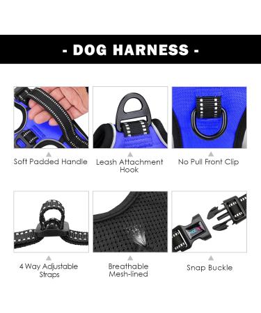 Phoepet No Pull Dog Harness for Small Dogs - Adjustable Reflective Vest with Front Clip & Handle (Medium Royal Blue) - Buy Online on GoSupps.com