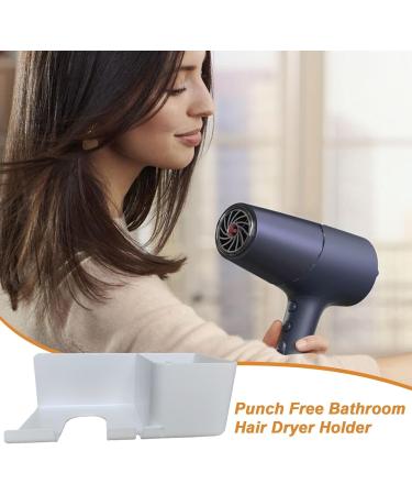 Hair Dryer Organizer | Adhesive Hair Dryer Hanger Blow Dryer Holder | Mark Hair Styling Care Tool Organizer with 3 Compartment and Plug Hook for Wall Second Generation Hair Dryer Rack White - Buy Online on GoSupps.com