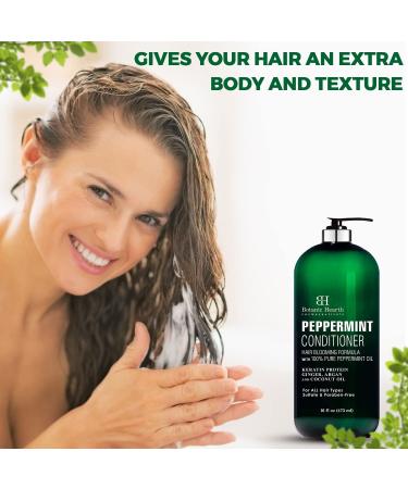 Botanic Hearth Peppermint Hair Conditioner 16 fl oz - Volumizing for Fine & Thin Hair - Paraben & Sulfate Free - Men & Women - Dry, Damaged, Color Treated - Buy Online on GoSupps.com