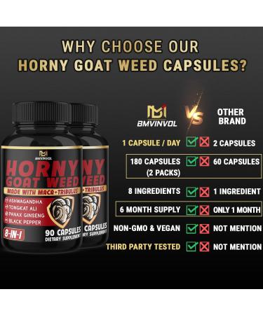 BMVINVOL Horny Goat Weed Capsules - 7000mg - Pack of 2 - 180 Capsules - Buy Online on GoSupps.com