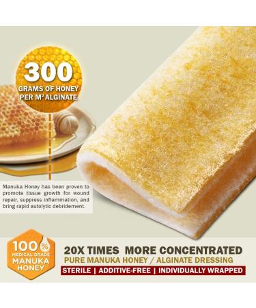 EVERLIT Honey Calcium Alginate Dressing 2"x2" - Pack of 10 | Sterile & Highly Absorbent Wound Care with Pure Manuka Honey for Cuts Burns & Diabetic Ulcers - Buy Online on GoSupps.com