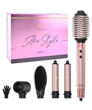 Brightup Air Styler Hair Dryer Brush with 110000 RPM High-Speed Negative Ionic Blow Dryer Auto Wrap Curlers Professional Multi Hair Styler for Fast Drying Curling Straightening Volumizing & Styling