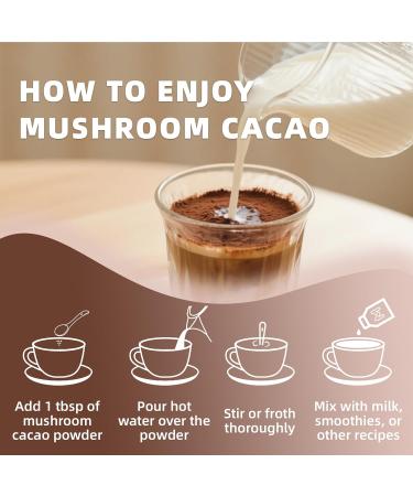 Mushroom Cacao Mix Organic Raw Cacao with 10 Mushrooms Powder Non-GMO Vegan Gluten Free Unsweetened Hot Chocolate Natural Supplement 3.53oz - Buy Online on GoSupps.com