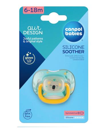 Canpol Babies Silicone Pacifier 6-18m - Symmetrical Exotic Koala - Yellow | International Shipping Available - Buy Online on GoSupps.com