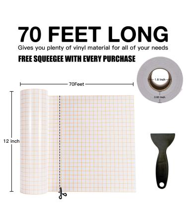 Vinyl Transfer Tape - 12 x 70 FT with Orange Alignment Grid - Medium Tack for Silhouette Cameo, Cricut - Ideal for Decals, Signs, Windows, Stickers - Buy Online on GoSupps.com