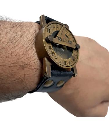 Vintage Antique Sundial Compass with Leather Band - Handmade Nautical Camping and Boating Gift Compass - Buy Online on GoSupps.com