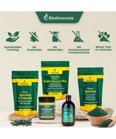 Biogenesis BioDynamic Australian Algae Set Australian Grown Spirulina Mini Tablets (300 Count) & Chlorella Powder (200g) Vegan BioDynamic Algae for Energy Immunity & Detox Rich in Chlorophyll & - Buy Online on GoSupps.com