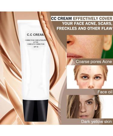CC Cream SPF 50 Foundation for Mature Skin | Moisturizing Primer & Sunscreen | Color Correcting Tinted Moisturizer for Face | Concealer & Brightening | 1.05 oz (2pcs) - Buy Online on GoSupps.com