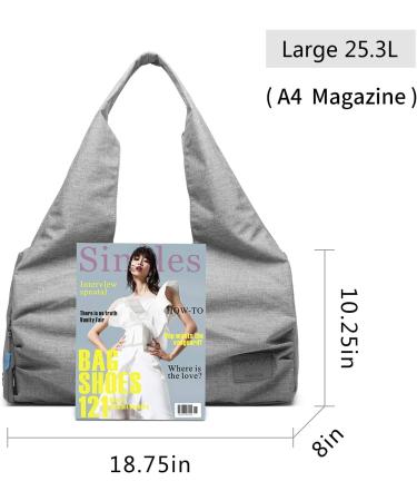 Women's Travel Yoga Gym Bag with Shoe Compartment | Grey Medium - Ideal for Workout Gear, Makeup, Accessories | Includes Wet/Dry Storage Pockets - Buy Online on GoSupps.com
