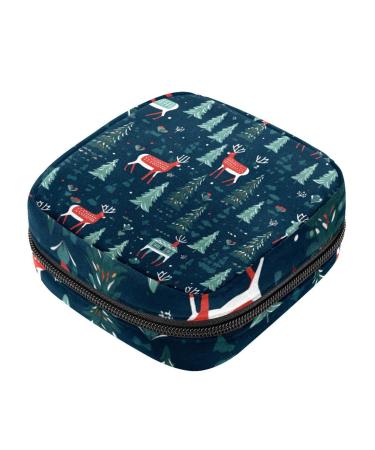 Period Bag Sanitary Napkin Storage Bag Christmas Forest Tampon Holder for Purse J87e2de8xwd