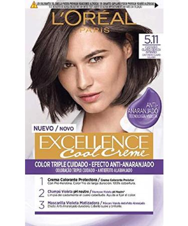L or al Paris Excellence Cool Creme ink Permanent - Tono 5.11 Casta o Claro Ceniza Intso 5.11 Light ash brown 1 piece (1 Pack)