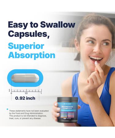 Vita Guard Magnesium Complex 1480mg 10-in-1 with Glycinate Citrate Malate & More High Absorption Sleep Muscle Nerve & Heart Support 90 Vegan Capsules Non-GMO Gluten-Free No Sugar - Buy Online on GoSupps.com