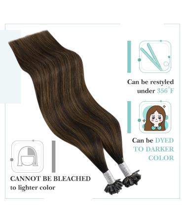 Youngsee Braun Ombre U Tip Hair Extensions - Real Hair Bonding for Women - Dark Brown & Medium Brew - 55cm 50g Salon Quality - #2/2/6 - Buy Online on GoSupps.com