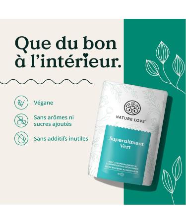 NATURE LOVE Green Superfood - 300g - 15 Superfoods 2 Medicinal Mushrooms Including Barley Grass Spirulina Moringa - No Flavor Sweetener No Added Sugar - Vegan Lab Controlled - Buy Online on GoSupps.com