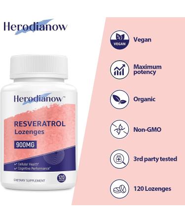 Herodianow 900mg Resveratrol Lozenges - 120 Count | Powerful Antioxidant Support - Buy Online on GoSupps.com