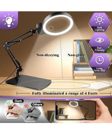 HQGZQL 10X 30X Large Magnifying Glass with Light and Stand 5-inch Lighted Magnifier 72 LED 3 Color Modes Stepless Dimmable Reading Craft Hobby Close Work Reading - Buy Online on GoSupps.com