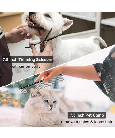 CIICII Dog Grooming Scissors Kit 7.8 Inch Professional Pet Grooming Scissors Set (Dog/Cat Hair Thinning Trimming Cutting Shears) with Curved Scissors for DIY Home Salon (Heavy Duty-Black-9Pcs) 7.8 Inch Dog Grooming Scissors Black Dog Grooming Scissors - Buy Online on GoSupps.com