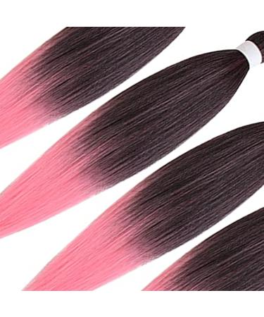 LDMY Pre-Stretched Braiding Hair Extensions - Ombre Black to Pink 8pcs/pack 90g Each - Perfect for Braids & International Shipping - Buy Online on GoSupps.com