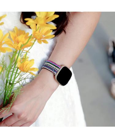 Witzon Adjustable Fabric Nylon Bands for Fitbit Sense/Versa 3 - Colorful Elastic Replacement Wristband for Men and Women - Buy Online on GoSupps.com