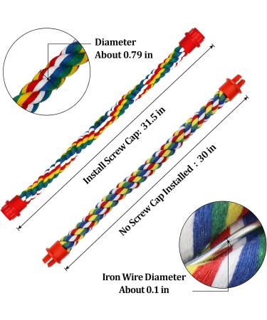 Bird Perch Cage Rope for Parrots Parakeets & Cockatiels | Comfortable & Colorful 80 cm Long with Plastic Nuts - Buy Online on GoSupps.com
