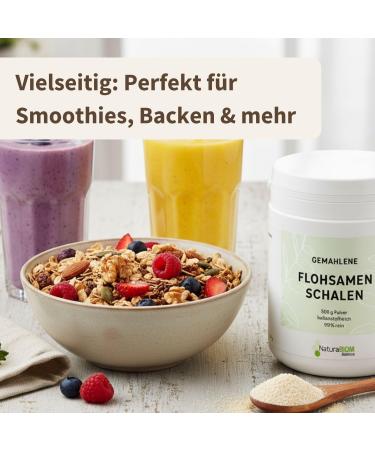  NaturaBIOM Organic psyllium husk powder 500g ground 99% purity 90% fiber Vegan gluten-free additive-free lab-tested ideal for mindful eating - Buy Online on GoSupps.com