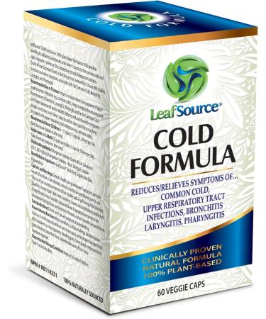 Leafsource Cold Formula Capsules Naturally Reduces Duration & Relieve Cold Symptoms Flu Upper Respiratory Tract Infections Bronchitis Sore Throat and Laryngitis Plant-Based Ingredient Vegan Immune Modulator NPN 80114231 (60 Counts) 60 count (Pack of 1) - Buy Online on GoSupps.com