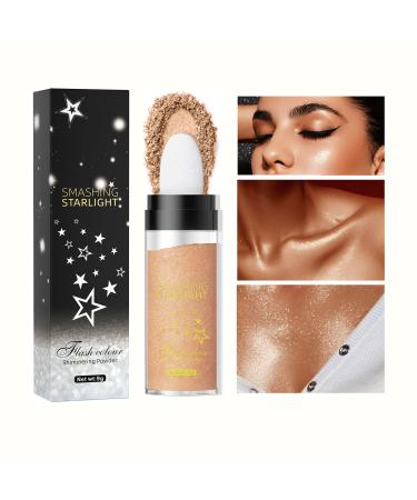 MIRORA Fairy Highlight Puff Stick Highlight Patting Powder - Multi-Functional Shimmer Powder for Illuminating and Brightening Your Face and Body (03 Gold Brown) 03:Gold Brown