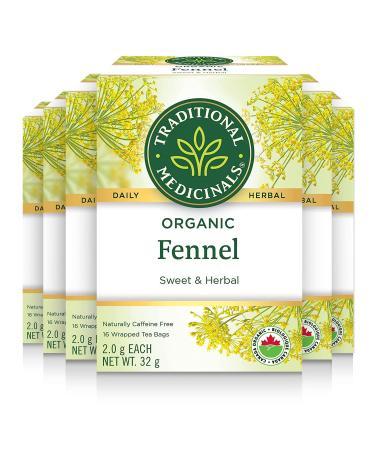 Traditional Medicinals - Organic Fennel Herbal Herbal Tea (Pack of 6) - Delicous Tea After a Meal - 96 Tea Bags Total