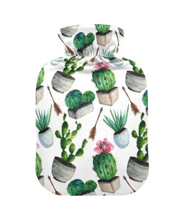 Cactus succulent hot water bottle with reference heat bottles for pain relief hand feet warmer heating bottles for hot and cold therapy 2l 2 l