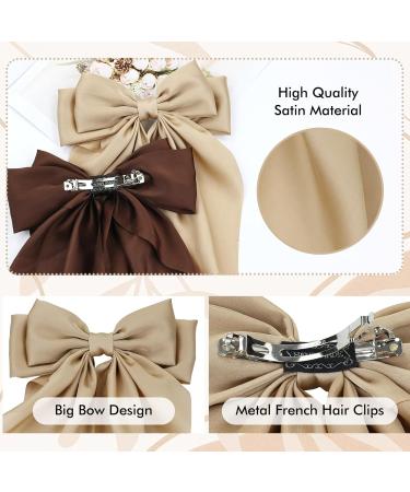 Cinaci 8 Pieces Silky Satin Big Hair Bows for Women Girls Teens Fancy Long Tail Bow Hair Clips French Hair Barrettes Hair Accessories - Buy Online on GoSupps.com