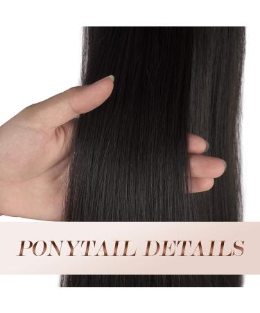 FESHFEN Dark Brown Straight Ponytail Extension 14 inch - Clip in Synthetic Hairpiece for Women and Girls - Buy Online on GoSupps.com