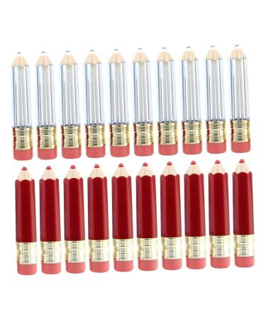 SAFIGLE 20pi ces Mini Tube Forme De Crayon Conteneurs Vides Pour Gloss Et chantillons De Maquillage Transparent Et Rouge