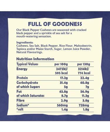 CHIKA'S - Black Pepper Cashews - Healthy & Nutritious Vegan Snack - 12 x 41g - Buy Online on GoSupps.com