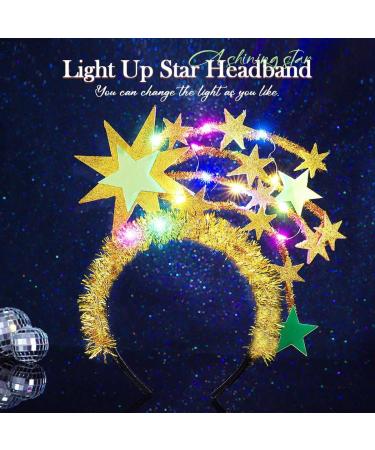 Zoestar Light Up Star Headband Gold LED Stars Headbands Glitter Glowing Headpiece Rave Party Costume Hair Accessories for Women - Buy Online on GoSupps.com