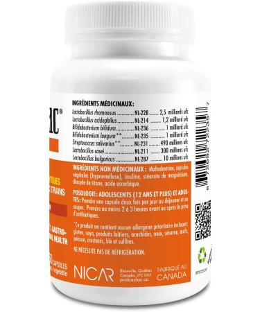 Probaclac Probiotics for Adults 120 and 60 and 30 caps. Probiotics help support gastrointestinal health and Bloating Relief and Contribute to a Natural Healthy Intestinal Flora. Seven strains of probiotic and lactic ferment complex (60 Unflavored) - Buy Online on GoSupps.com