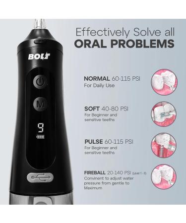 Buy Bolt Cordless Dental Water Flosser | 9 Modes Digital Display Travel Bag & More | Best for Teeth Gums Braces - Ship Internationally - Buy Online on GoSupps.com