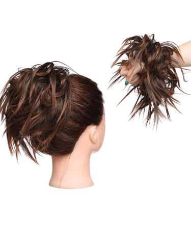 Fashion Tousled Hair Extensions Hairpiece Scrunchie Straight Elastic updo Scrunchy BUN Brown Blonde Instant Ponytail wig Hairdo Light Auburn to Brown - Buy Online on GoSupps.com