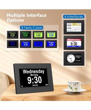 Ykall 8-Inch Digital Alarm Clock for Seniors | Calendar Day Watch for Dementia Alzheimer's & Vision Impairment (Black) - Easy Read Time & Date - Buy Online on GoSupps.com
