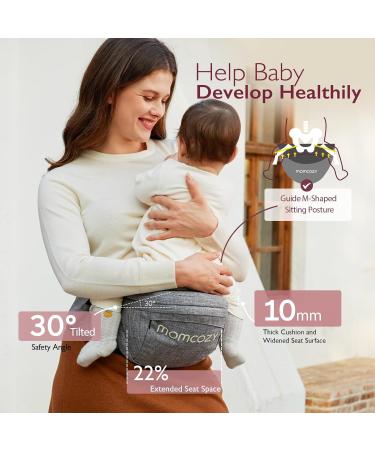 MomcoZy Hip-Seat Baby Carrier | 3D Belly Protection & EVA Massage Plate | Perfect for Newborns & Toddlers Up to 20 kg - Medium Gray - Buy Online on GoSupps.com