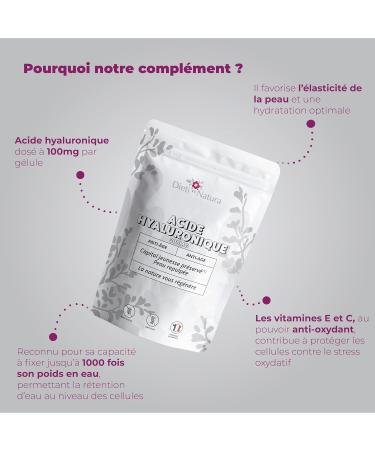 DIETI NATURA - Hyaluronic Acid - Anti-Aging Action - Firm & Plumped Skin - With Marine Collagen & Vitamin C & E - Non-GMO & Gluten Free - Made in France - 90 Capsules - 300mg - Buy Online on GoSupps.com