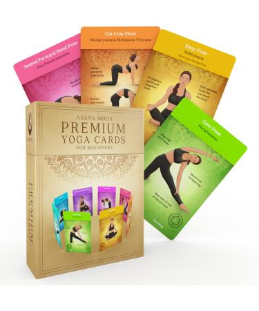 Asana Moon Premium Yoga Cards for Beginners  Yoga kit and Workout Set for Beginners and Teens  Yoga Sequence Deck with Alignment cues and Sanskrit Names  Alternative for a Yoga Book