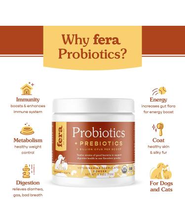 FERA Probiotics for Dogs and Cats - USDA Organic Certified - Vet Formulated - 5 Billion CFUs - Made in USA - Buy Online on GoSupps.com