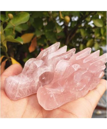 2pcs Handwork Natural Rose Crystal Dragon Pink Quartz Stone and Crystals Natural Luster - Buy Online on GoSupps.com